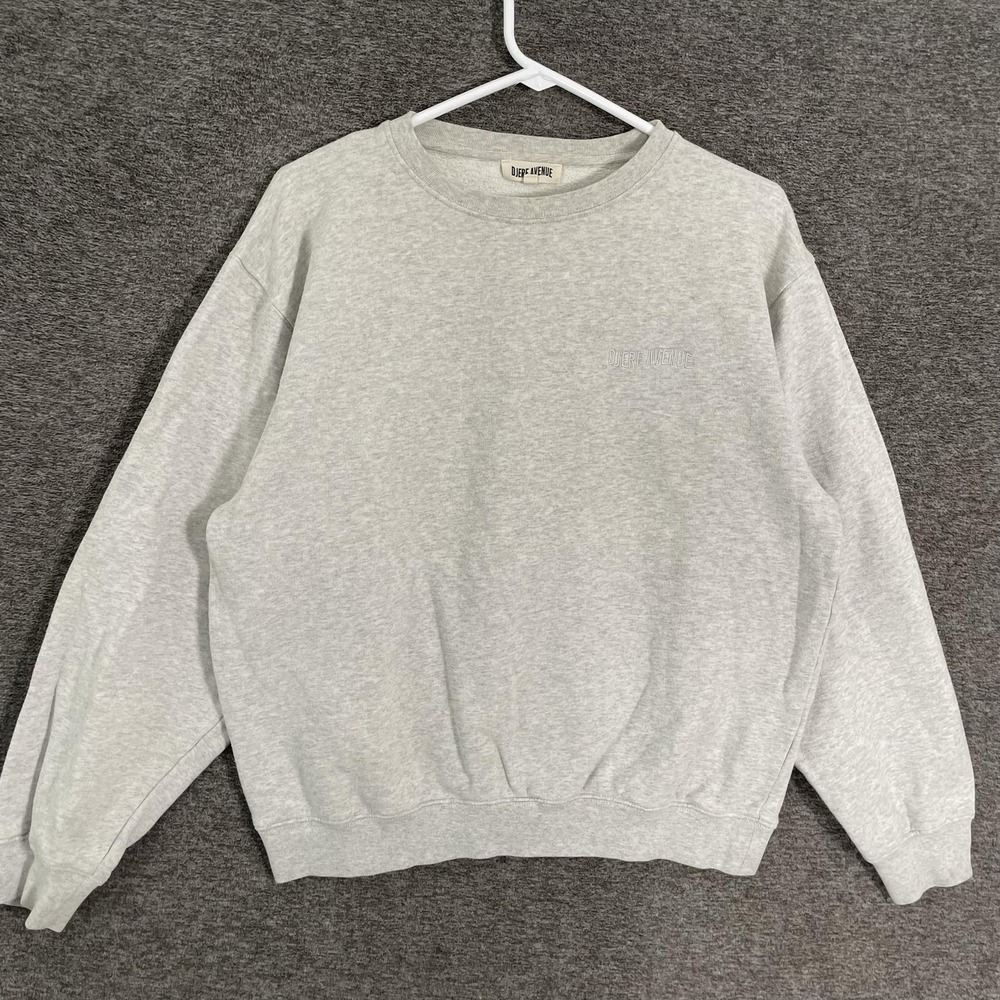 Djerf Avenue Sweatshirt Womens Medium Gray Organic Cotton Logo Crewneck Pullover